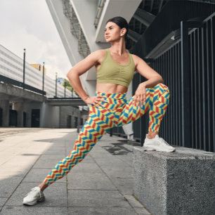 Cute Colorful Rand Chevron Workout Leggings