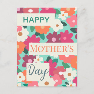 Cute Colorful Retro-Blommigt/Mors dag Vykort