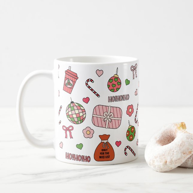 Cute Colorful Retro-jul Kaffemugg (Med munk)