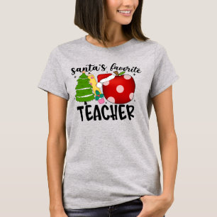 Cute Colorful Santa's Favorite Teacher Festive T Shirt