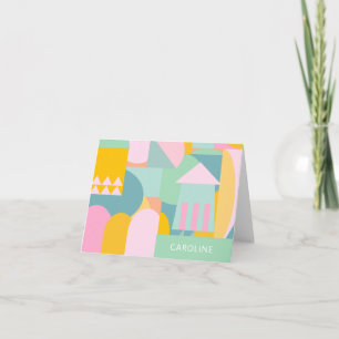 Cute Colorful Scandinavian Geometric Shape Collage Anteckningskort