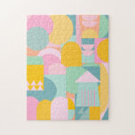 Cute Colorful Scandinavian Geometric Shape Collage Pussel<br><div class="desc">Cute Colorful Scandinavian Geometric Shapes Collage Puzzle</div>