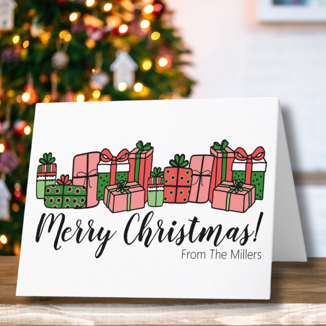 Cute Colorful Script God jul Helgkort (Cute Colorful Merry Christmas Holiday Card)