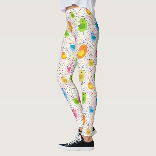 Cute Colorful singel Birds Leggings (Vänster)
