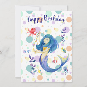 Cute Colorful Sjöjungfru under Sea Julkort