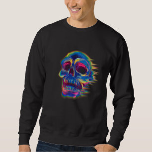 Cute Colorful Skull Graffitti Skull Artistic Colo Lång Ärmad Tröja
