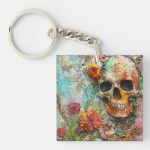 Cute Colorful Skull och Flowers