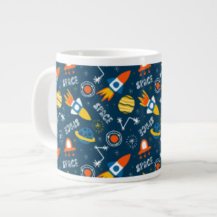 Cute Colorful Space Äventyr Mönster Jumbo Mugg