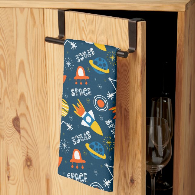 Cute Colorful Space Äventyr Mönster Kökshandduk (Thirds Fold)