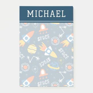 Cute Colorful Space Äventyr Mönster Post-it Block