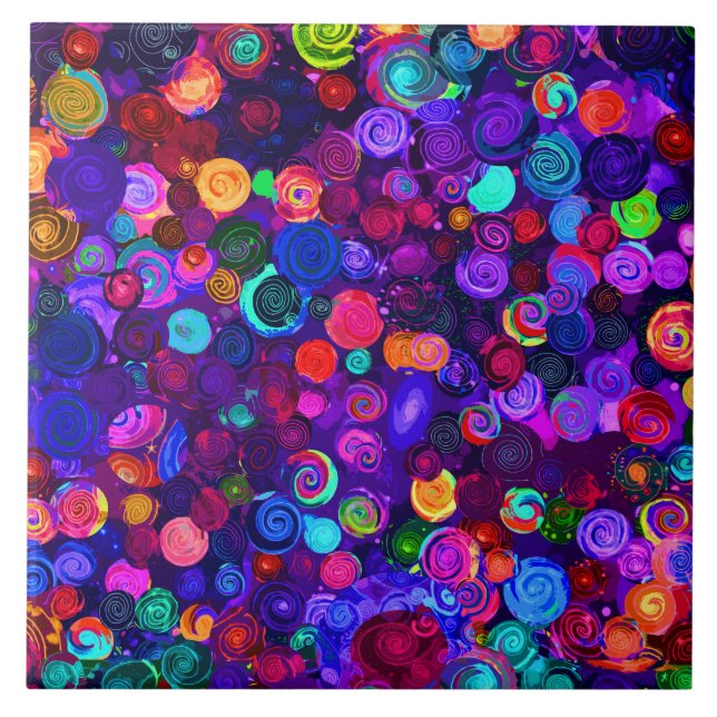 Cute colorful spiral cosmos mönster kakelplatta (Framsidan)