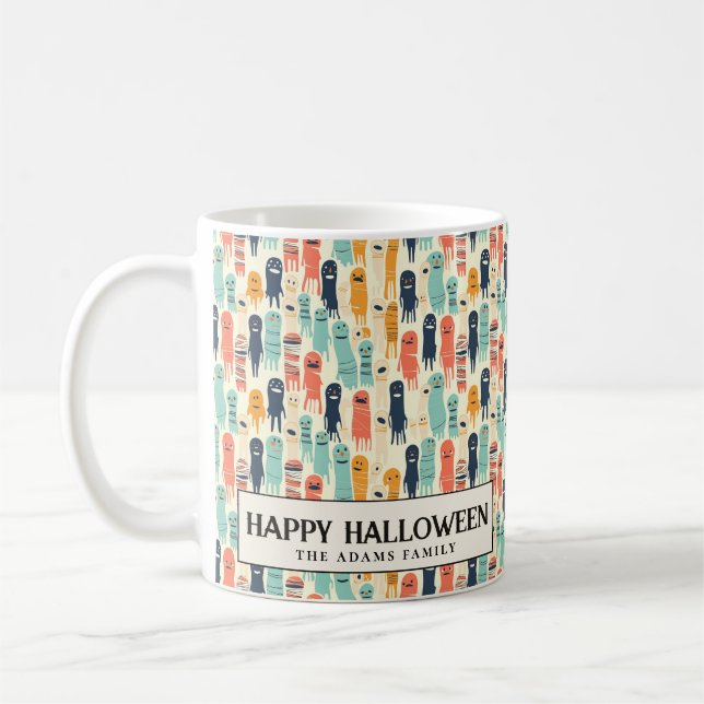 Cute Colorful Spöken Halloween Kaffemugg (Vänster)