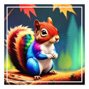 Cute Colorful Squirrel Digital Painting Fototryck