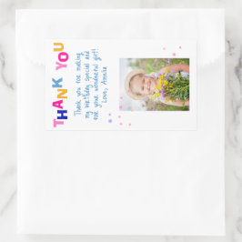 Cute Colorful Stars Girl Birthday Tack Rektangulärt Klistermärke