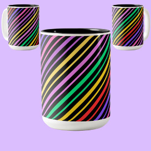 Cute Colorful Stripe Mönster, julgåva Två-Tonad Mugg