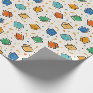 Cute Colorful Studentmössa och Tassel på kräm Presentpapper