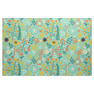 Cute Colorful Stylized Retro Flowers Mönster Tyg