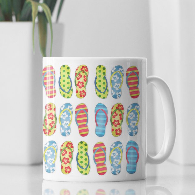 Cute Colorful Summer Mönster Kaffemugg (Trendy Flip Flops pattern coffee mug)