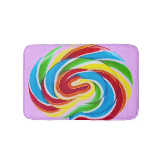 Cute Colorful Sweet Candy Rainbow Lollipop Badrumsmatta (Framsidan)