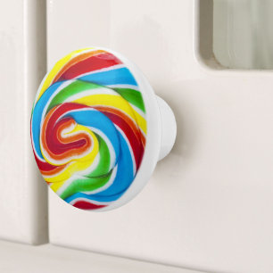 Cute Colorful Sweet Candy Rainbow Lollipop Knopp