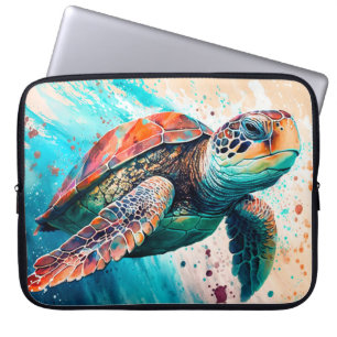 Cute Colorful Swimming Sea Turtle Laptop Fodral