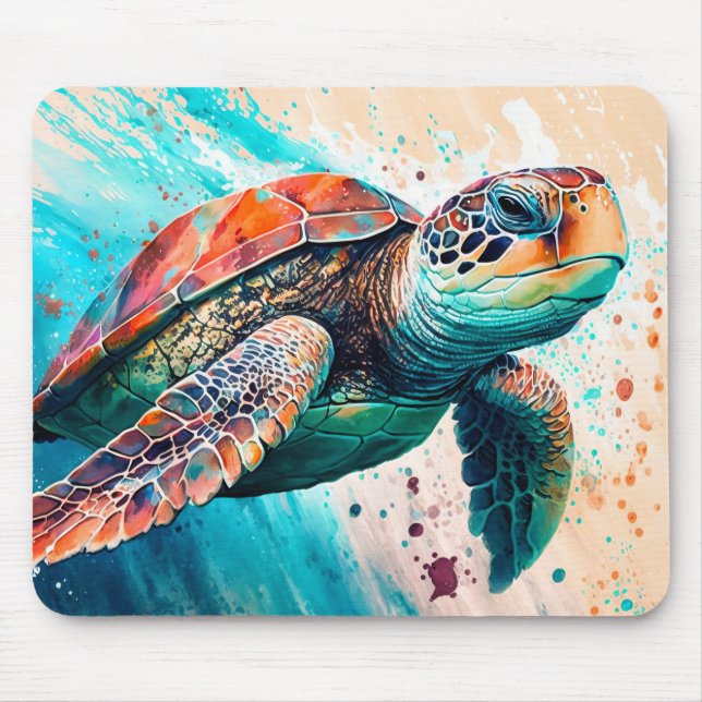 Cute Colorful Swimming Sea Turtle Musmatta (Framsidan)