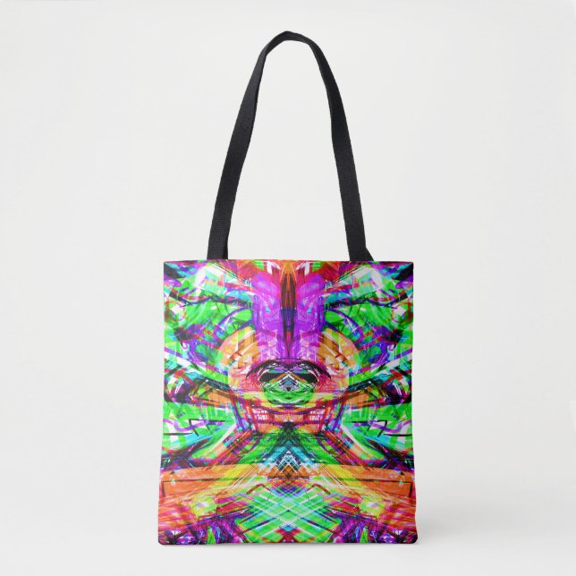 Cute colorful symetric abstrakt neon tribal iPad f Tygkasse (Framsida)