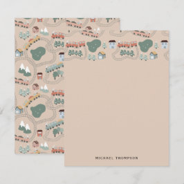 Cute Colorful Tåg på Tåg Tracks Kids Mönster Anteckningskort