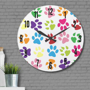 Cute Colorful Tass Mönster Stor Klocka
