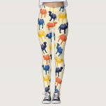Cute Colorful Tecknad Camels Mönster Leggings<br><div class="desc">Tecknad bakterier med två hump kamelgrottor mot en färgad av öknar. Dessa söta balar med kameler i marinblått,  medelblått,  orange och gult kommer att bli en stor slå med kamel fläkt.</div>