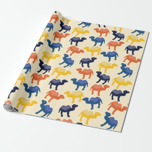 Cute Colorful Tecknad Camels Mönster Presentpapper