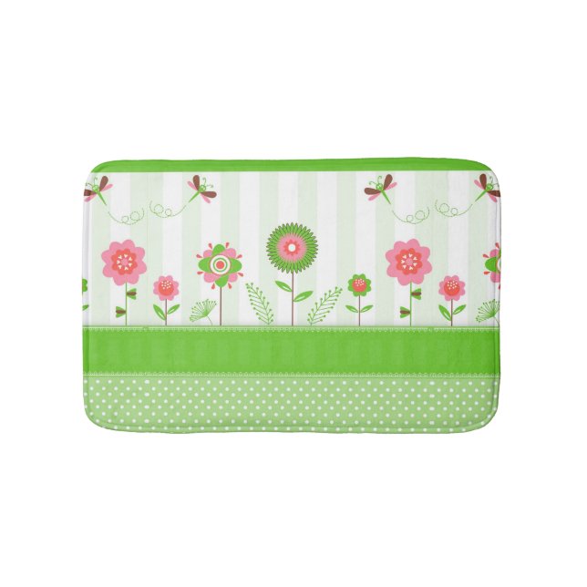 Cute Colorful Tecknad Flowers & Butterfly's's Badrumsmatta (Framsidan)