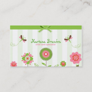 Cute Colorful Tecknad Flowers & Butterfly's's Visitkort