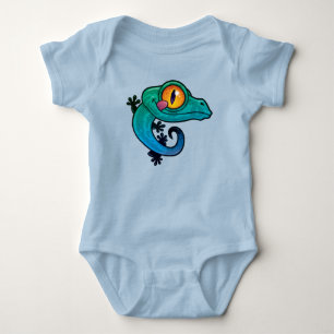 Cute Colorful Tecknad Gecko T Shirt