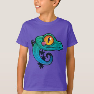 Cute Colorful Tecknad Gecko T Shirt