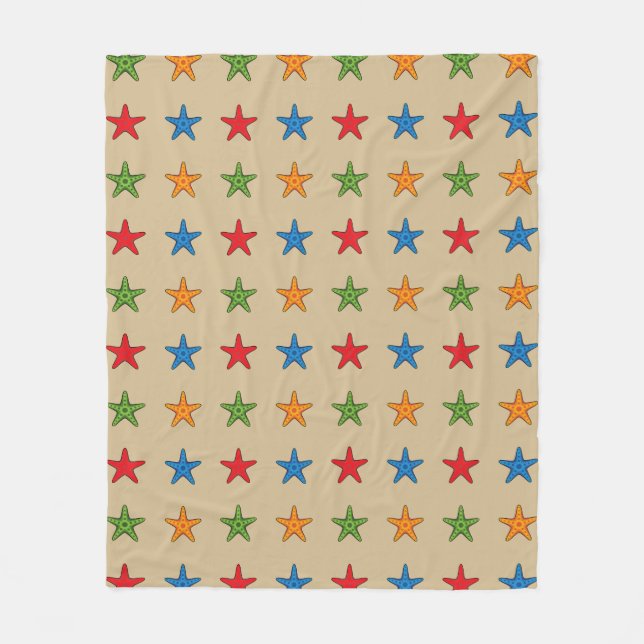 Cute Colorful Tecknad Starfish Set Fleecefilt (Framsidan)