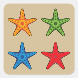 Cute Colorful Tecknad Starfish Set Fyrkantigt Klistermärke