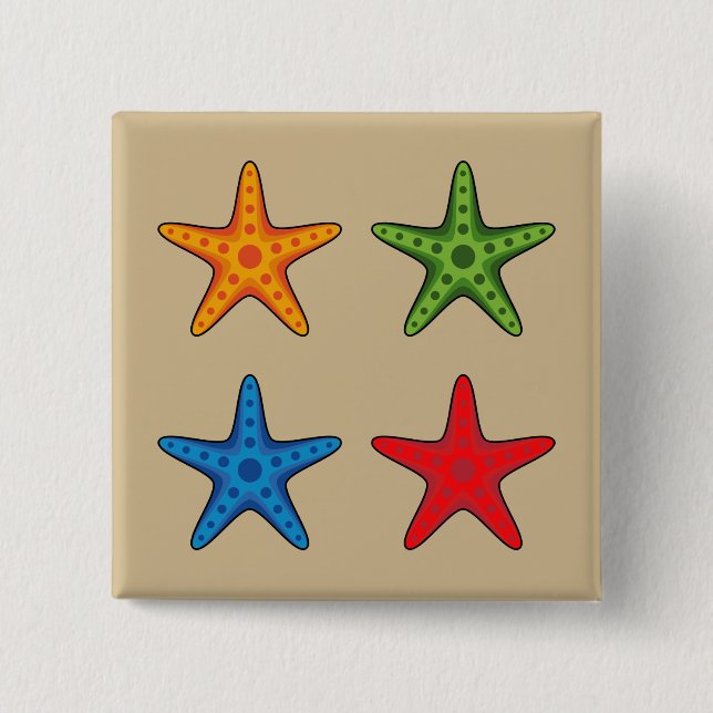 Cute Colorful Tecknad Starfish Set Knapp (Framsida)