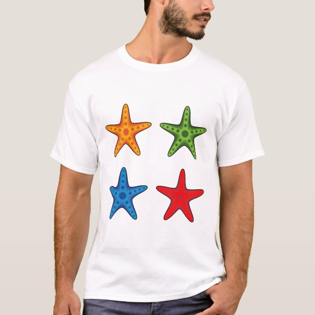 Cute Colorful Tecknad Starfish Set T Shirt (Framsida)