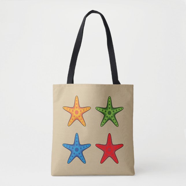 Cute Colorful Tecknad Starfish Set Tygkasse (Framsida)