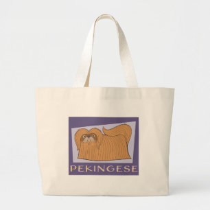 Cute Colorful Tecknad Stil Pekingese Hund Jumbo Tygkasse