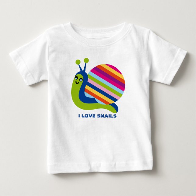 Cute Colorful Tecknad Stil Snigel-I Kärlek Snigel Tee (Framsida)