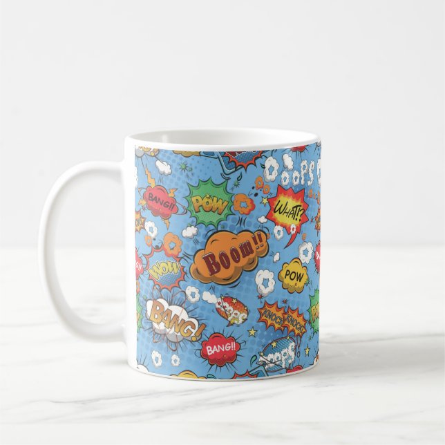 Cute Colorful Tecknad Tal Bubbles Kaffemugg (Vänster)
