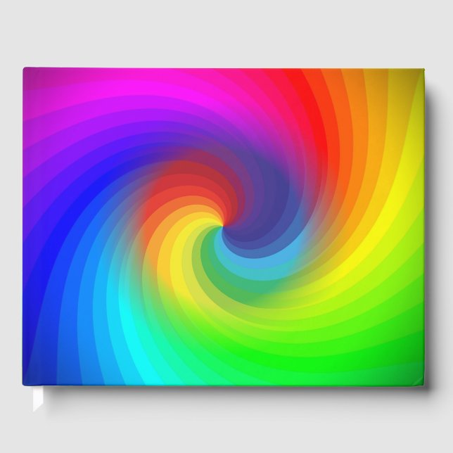 Cute Colorful Tie Dye Rainbow Swirl Art Mönster Gästböcker (Framsida)