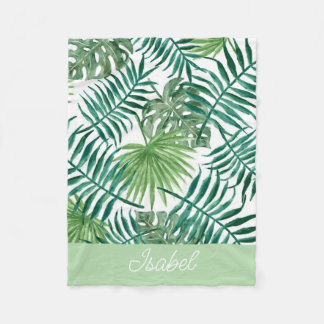 Cute Colorful Tropical Handflatan Löv Namn Baby Fleecefilt