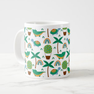 Cute Colorful Turtle Alligator Rainbow Mönster Jumbo Mugg