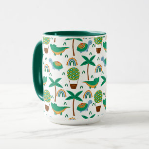 Cute Colorful Turtle Alligator Rainbow Mönster Mugg