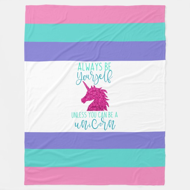 Cute Colorful Unicorn Fleece Blanket (Framsidan)