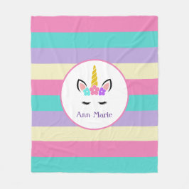 Cute Colorful Unicorn Fleece Blanket