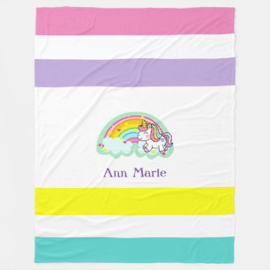 Cute Colorful Unicorn Fleece Blanket